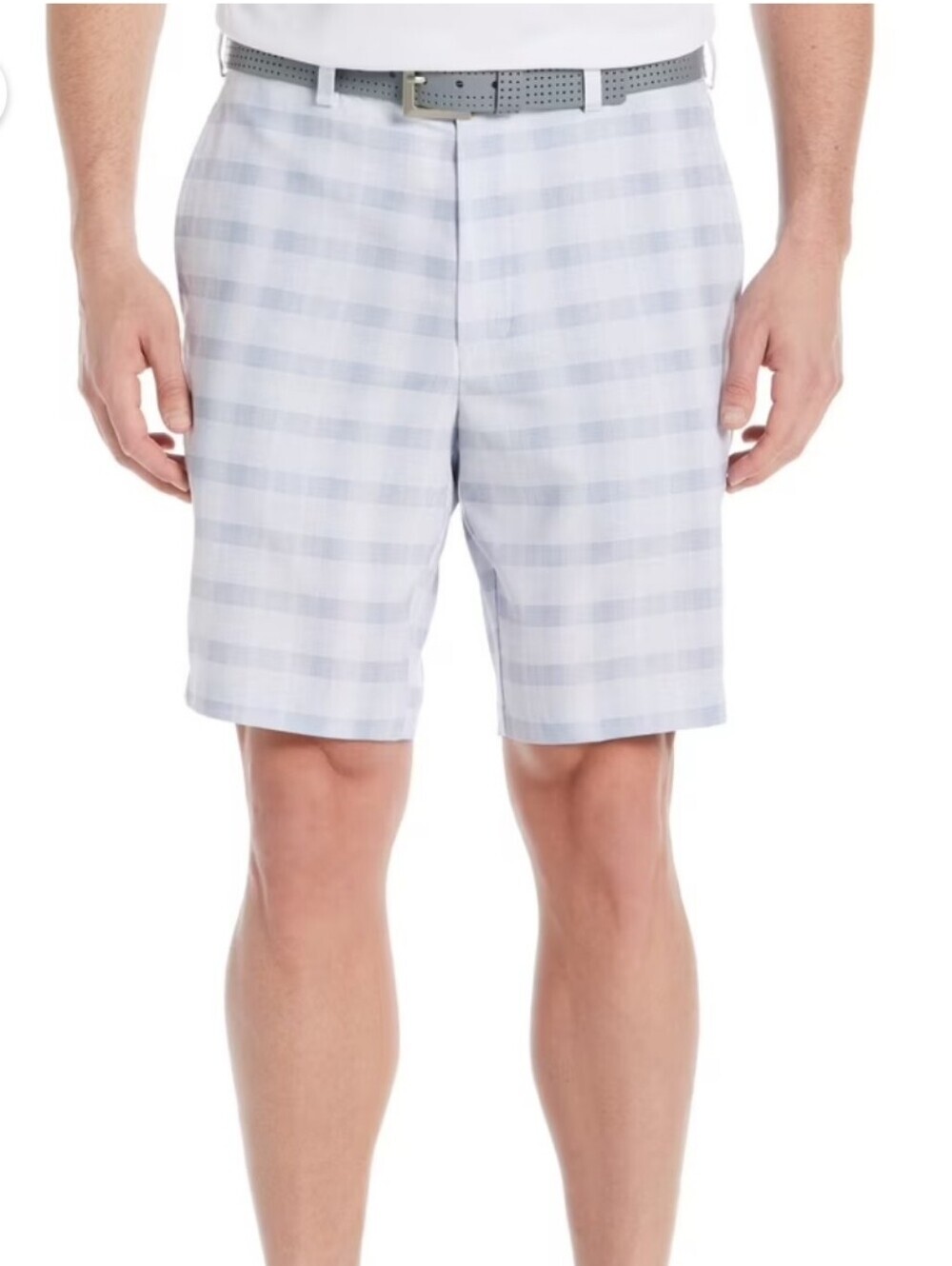 PGA Performans Men's Light Gray Plaid Golf Shorts, Size 34